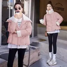2023新款冬装女短款小个子羽绒服女百搭上衣白鸭绒环保毛大翻领
