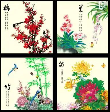梅兰竹菊,真是太美了
