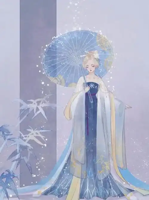 迪士尼公主化身汉服美人,白雪公主成绝色,艾莎如同画中仙子

