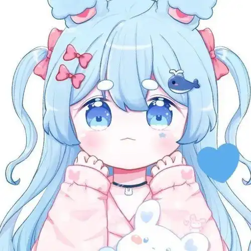 蓝色系可爱女生漫画头像,大海的颜色
