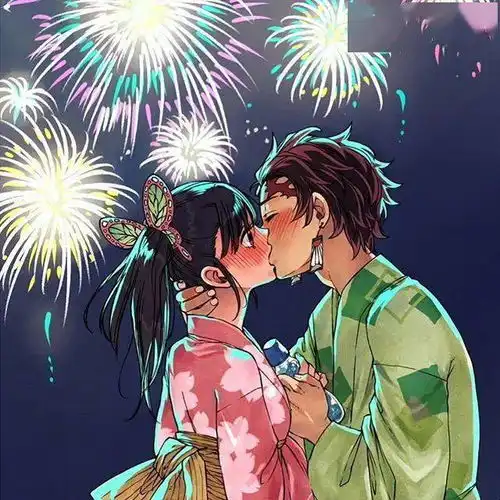 插画壁纸丨头像好甜鬼灭之刃cp动漫同人插画作品
